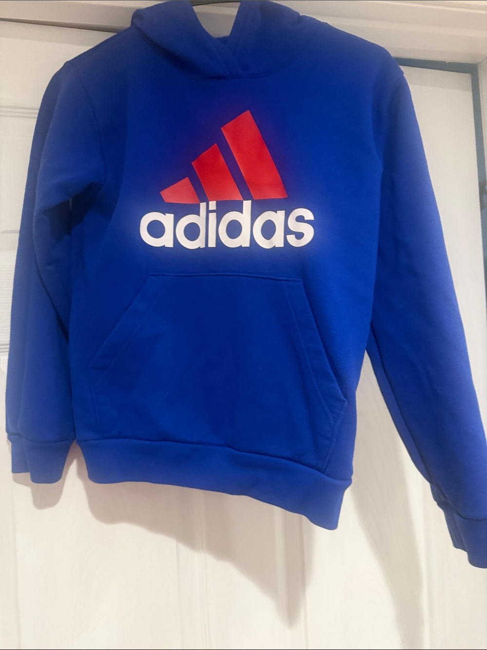 adidas Royal Blue Hoodie with Red Logo